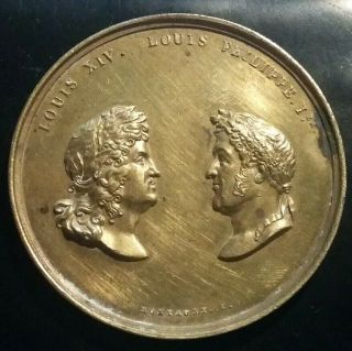 Rare Médaille Uniface Louis Xiv Et Louis Philippe Ier Par Montagny