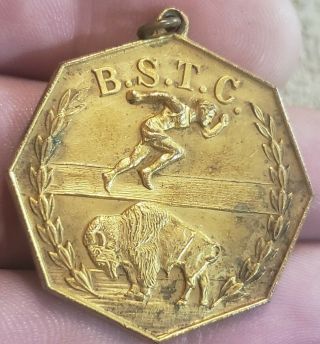 Rare Early 1900s Gold Tone Buffalo State Track Committee Athletics Medal Look