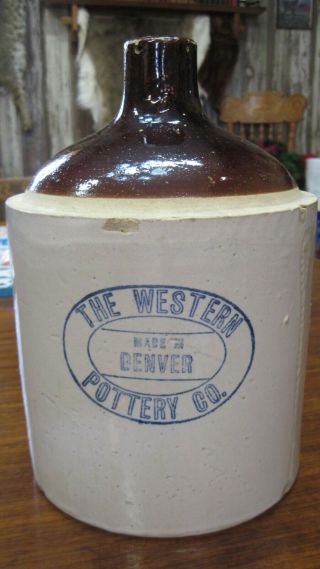 Antique Stoneware The Western Pottery Co.  1 Gal.  Jug W/handle