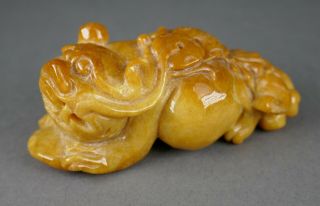 Fine Old Chinese Carved Yellow Jade Jadeite Mythical Beast Figurine Sculpture