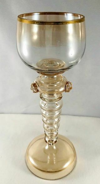 Antique Bohemian Fritz Heckert Iridescent Wine Glass or Goblet c1900 - N/R 2