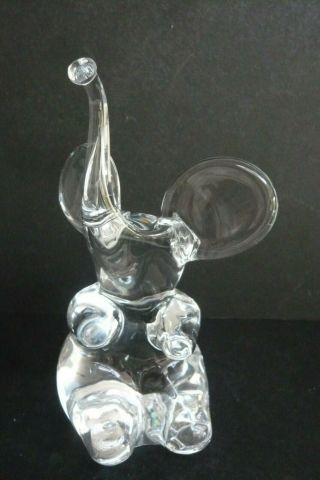 Lovely Rare Large (25.  5cm) Heavy Daum Clear Crystal Art Glass Elephant Sculpture