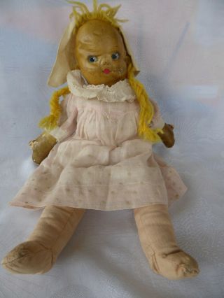 Creepy Doll Vintage Oil Cloth Face Stuffed Rag Doll Halloween Decoration
