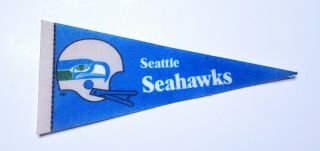 Vintage 1980s Seattle Seahawks 2 Bar Nfl Football Mini Pennant Flag Rare 4x9 "