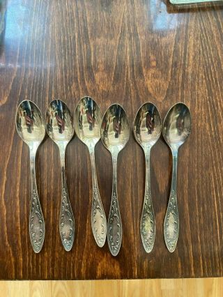Vintage Set Of 6 Russian Silver Plated Melchior Dessert Tea Spoons Soviet
