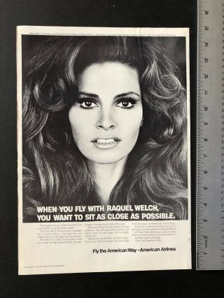 Raquel Welch Rare 11x14” American Airlines Promo Ad