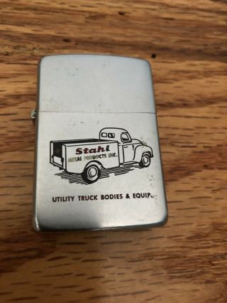 Vtg Rare Zippo Lighter Advertising Stahl Metal Products.  Utility Truck.