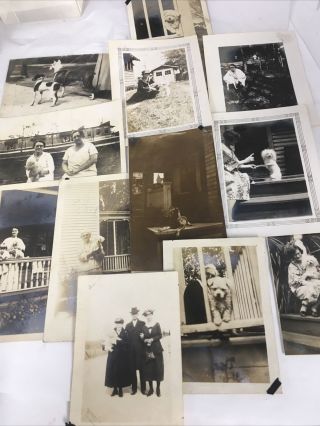 12 Antique Photos 1907 - 1912 Dogs & People Brownie Camera Snapshots