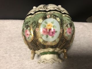 Antique Hand Painted Nippon Two Handled Floral & Gilt Vase - 3
