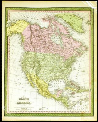 1850 Henry Schenck Tanner Engraved Hand - Colored Map Of North America
