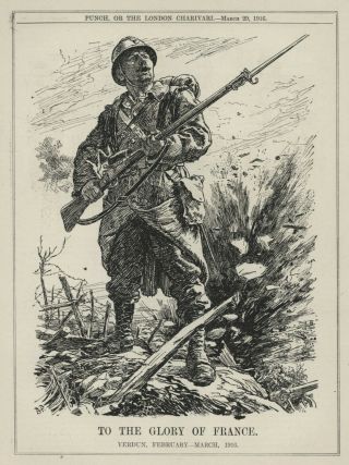 Rare British Ww 1 Cartoon - " The Glory Of France " - The Battle Of Verdun,  1916