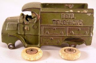 Antique Cast Iron Hubley Bell Telephone Toy Truck As Found Ready For Restoration
