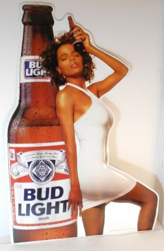 Vintage Bud Light Beer Woman Lady Metal Tin Sign 1991 Rare