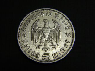 Large / Big Rare German 5 Reichsmark Silver Coin With Big Eagle
