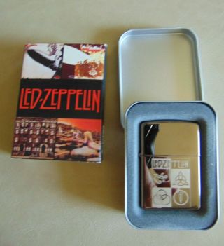 Rare Led Zeppelin Zippo Lighter Black Ice Logo 2002 In Case