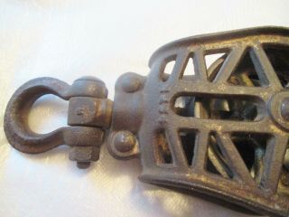 Antique Cast Iron Myers Hay Trolley Drop Pulley Barn Farm Tool Stamped 3