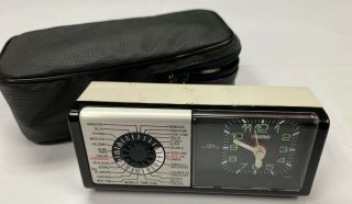 Primo Vintage Quartz World Time Pocket Travel Size Alarm Clock