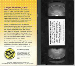 RIGHT DECISIONS,  RIGHT NOW Hosted by Brittany Murphy VHS Rare 2