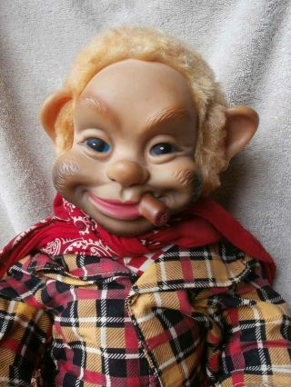 Rare Vintage Rushton Rubber Face Smoking Hobo Plush Doll Toy