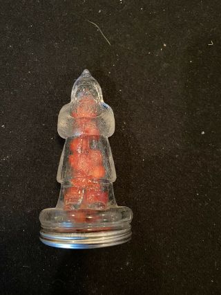 Antique Glass Santa Claus Figural Candy Container Avor Vg 1920s Tin Lid