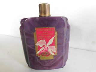 Antique French Perfume Bottle 4 " Renaud Orchidee 1/2 Full Purple Slag Glass