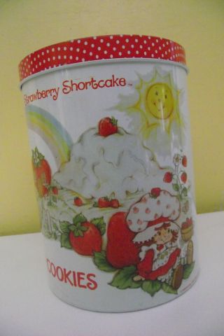 Strawberry Shortcake Rare Tin Cookie Jar Vintage Cartoon 1980s