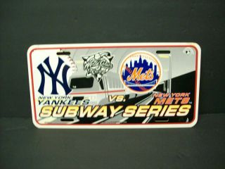 Rare 2009 World Series License Plate " Subway Series " Ny Mets Vs.  Ny York Yankees