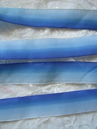 Vintage French Blue Ombre Rayon Ribbon Trim,  4 Yards