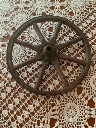 Antique 10 Inch Wood & Metal Wheel