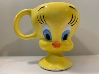 Rare 2000 Warner Brothers Tweety Bird Ceramic 3d Coffee Mug Looney Tunes