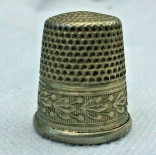 Antique Sbc Simons Brothers Co Usa Thimble,  Ivy Leaf Boarder,  Size 9