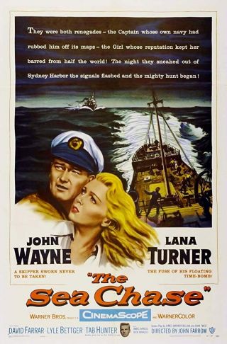 Rare 16mm Feature: The Sea Chase (john Wayne / Lana Turner)