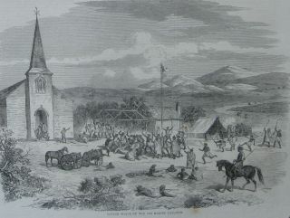 1866 Antique Engravings - Zealand - Murder Of Rev.  Volkner & Maori Refuge