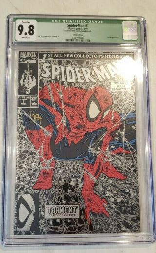 Spider - Man 1 Cgc 9.  8 Silver Edition Signed Todd Mcfarlane Rare Red Stamp