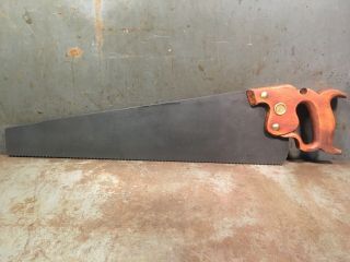 Antique Disston D7 Or D8 Hand Saw For Woodworking And Carpentry 24” Long 9 Ppi