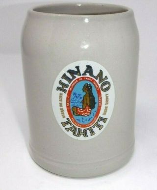 Rare Vintage Hinano Tahiti Beer Mug Cup Woman Girl Logo 5 " 1/2 Liter Stein