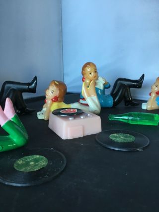 Set Of 10 Vintage Wilton Cake Toppers Teenage Girl & Boy On Phone Hong Kong L03