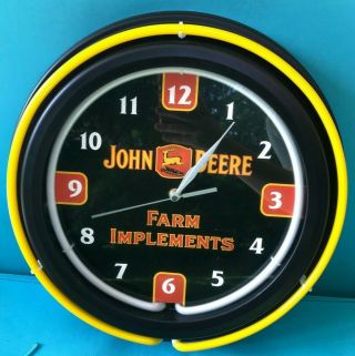 John Deere Farm Implements Neon Clock Great Rare