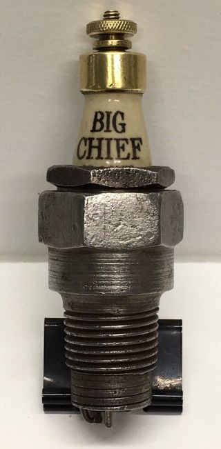 Rare Vintage Big Chief St.  Louis Spark Plug 1/2” Thread Brass Top