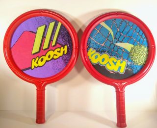 2 Rare Vintage 90’s Set Koosh Ball Birdie Paddles Racquet Oddzon Game Toy
