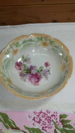 Antique Luster Porcelain Hand Painted Bowl Pink Roses