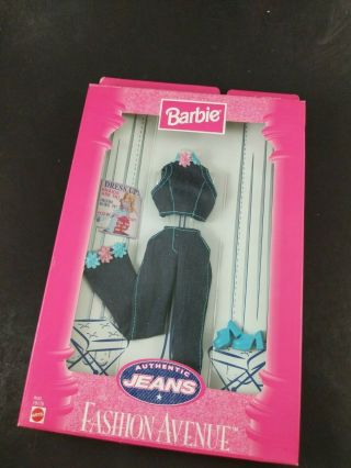 Vintage Barbie Fashion Avenue Outfit Box Crop Top Flared Bells Denim 90 