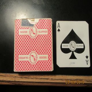 Vtg Rare Silver Slipper Casino Las Vegas Complete Red Deck Of Cards