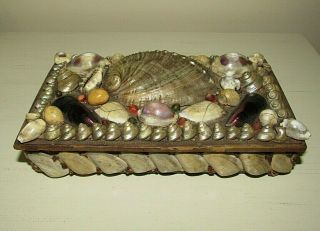 Antique Hand Made Sea Shell Trinket Box From Aunt Sarah to Little Helen 2