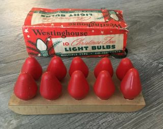 Westinghouse Set Of 10 Antique Christmas Tree Light Bulbs Red Org Packaging