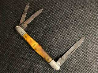 Antique Canton Cutlery Co.  3 Blade Celluloid Handle Small Pocket Knife 230