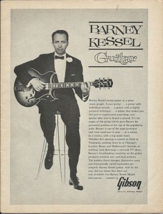 1964 Gibson Barney Kessel Guitar Vintage Page Ad