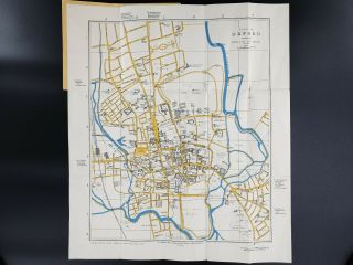 Street Plan Oxford University Map Vintage Antique Old Rare Print Lithograph 1950