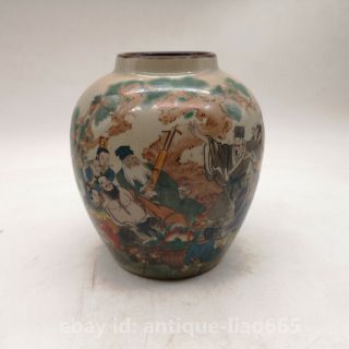 6.  3 " Collect Chinese Famille - Rose Porcelain Eight Immortals Pot Kettle Jar Crock