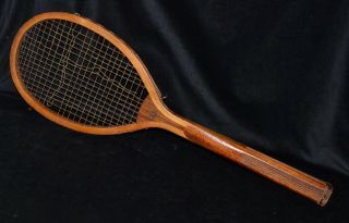 Vintage Antique 1905 Flattened Wedge No Maker Or Model Name Tennis Racket